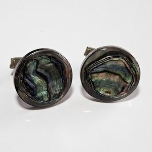 Mexico Alpaca Sterling Silver Colorful Abalone Cufflinks